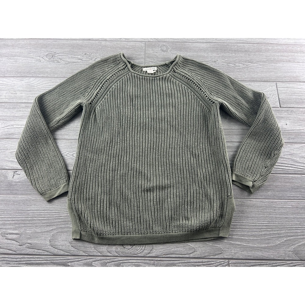 Carbon 2 Cobalt Olive Green Shaker Stitch Cotton Sweater Womens Small RN 129641